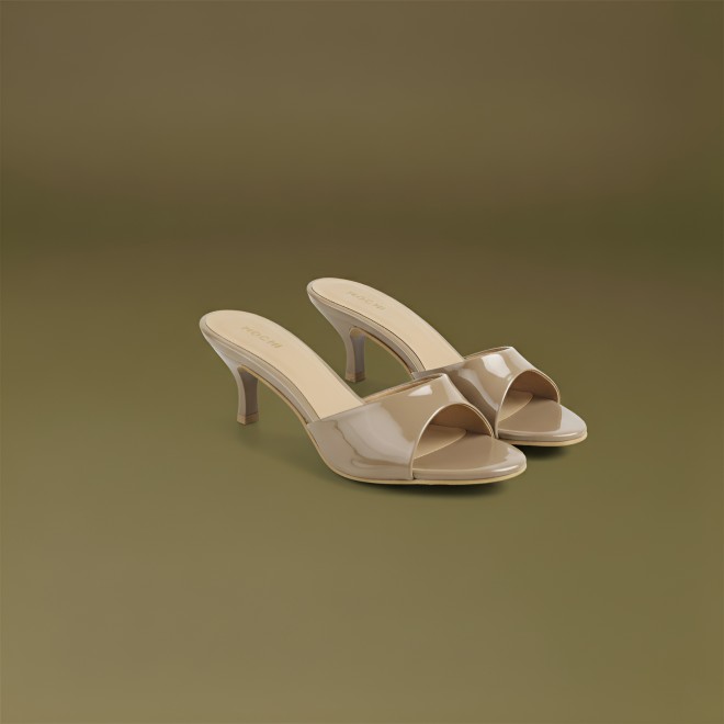 Mochi Women Beige Casual Slip Ons