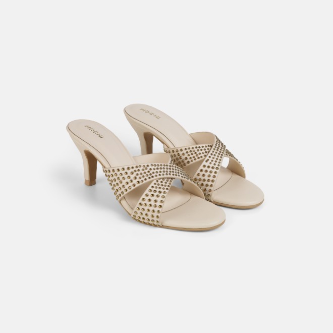 Mochi Women Beige Party Slip Ons (SKU: 40-451-20-36)