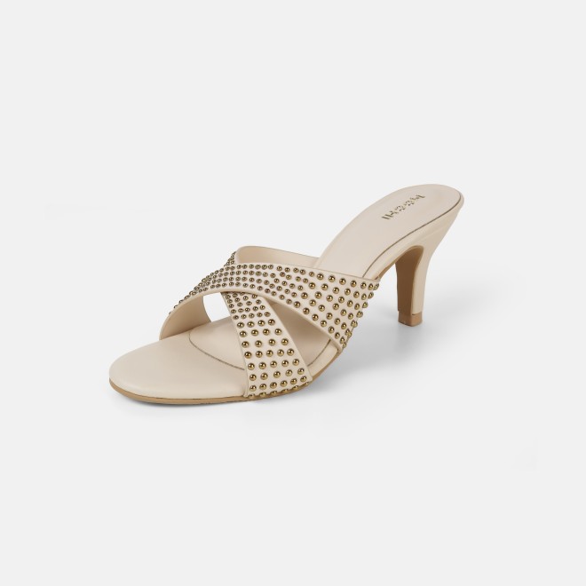Mochi Women Beige Party Slip Ons (SKU: 40-451-20-36)