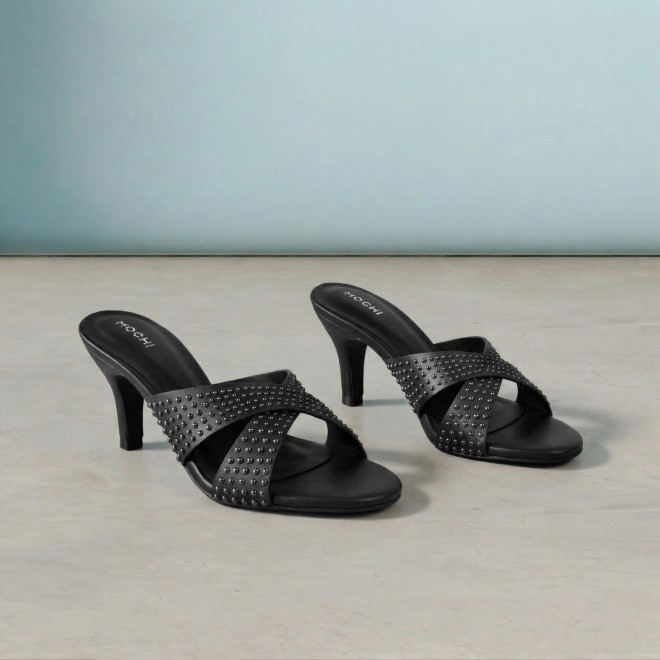 Mochi Women Black Party Slip Ons