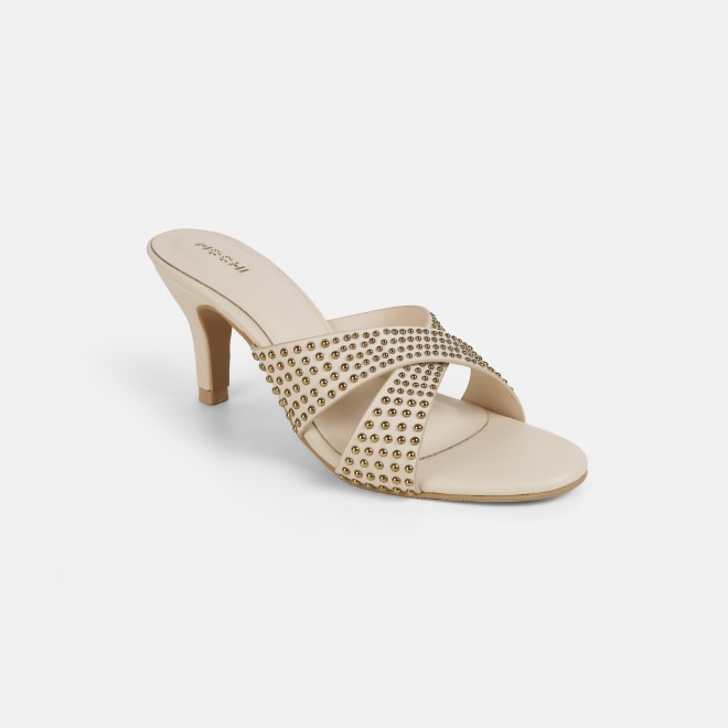Mochi Women Beige Party Slip Ons (SKU: 40-451-20-36)