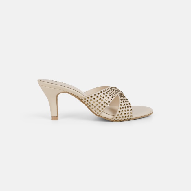 Mochi Women Beige Party Slip Ons (SKU: 40-451-20-36)