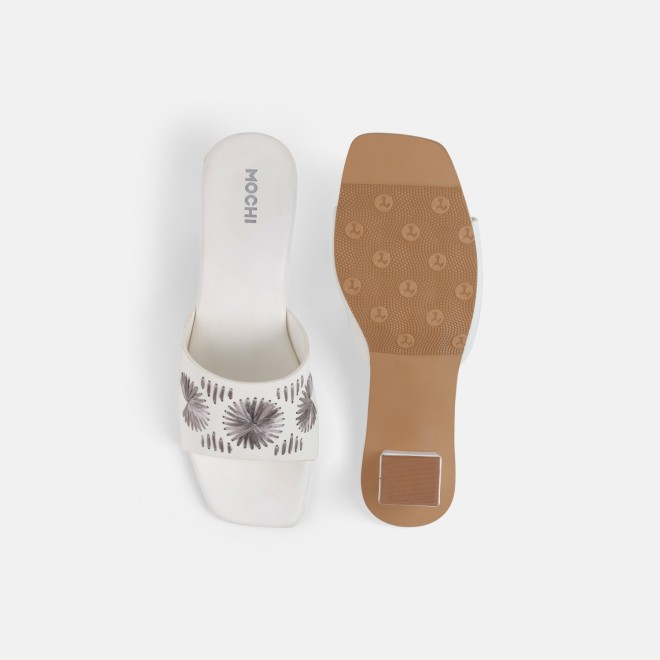 Mochi Women White Casual Slip Ons (SKU: 40-455-16-36)