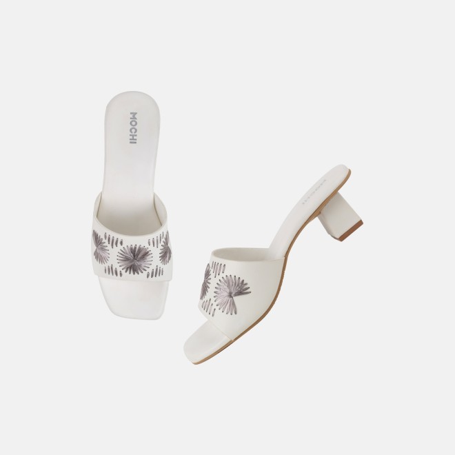 Mochi Women White Casual Slip Ons (SKU: 40-455-16-36)