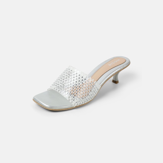 Mochi Women Silver Party Slip Ons (SKU: 40-457-27-36)