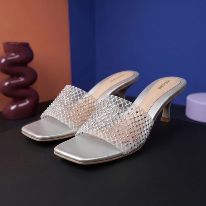 Mochi Women Silver Party Slip Ons (SKU: 40-457-27-36)