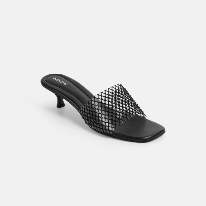 Mochi Women Black Party Slip Ons (SKU: 40-457-11-36)