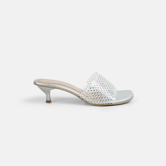 Mochi Women Silver Party Slip Ons (SKU: 40-457-27-36)