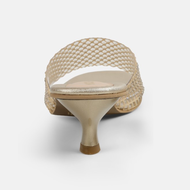 Mochi Women Gold Party Slip Ons (SKU: 40-457-15-36)
