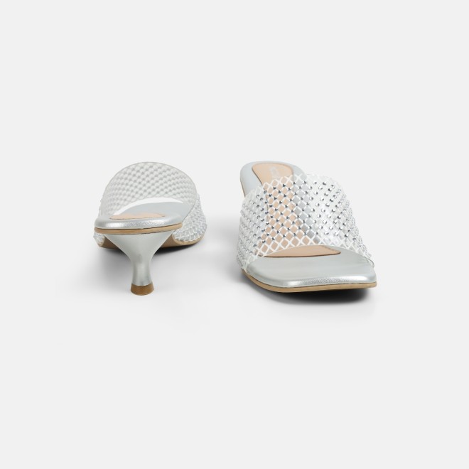 Mochi Women Silver Party Slip Ons (SKU: 40-457-27-36)