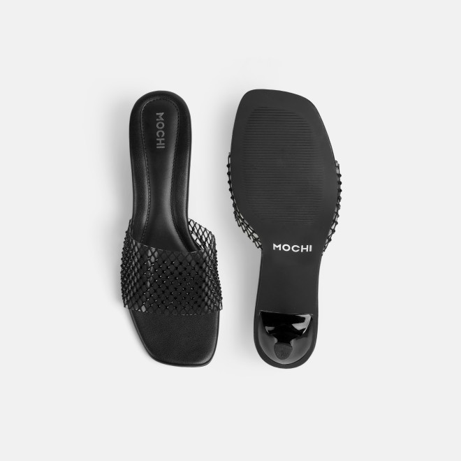 Mochi Women Black Party Slip Ons (SKU: 40-457-11-36)