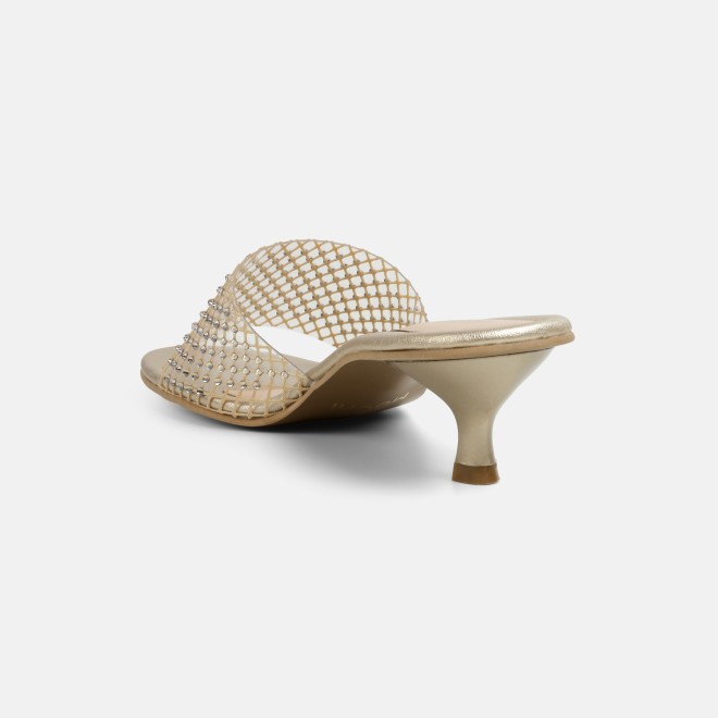Mochi Women Gold Party Slip Ons (SKU: 40-457-15-36)