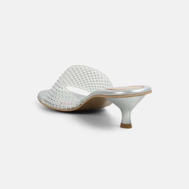 Mochi Women Silver Party Slip Ons (SKU: 40-457-27-36)