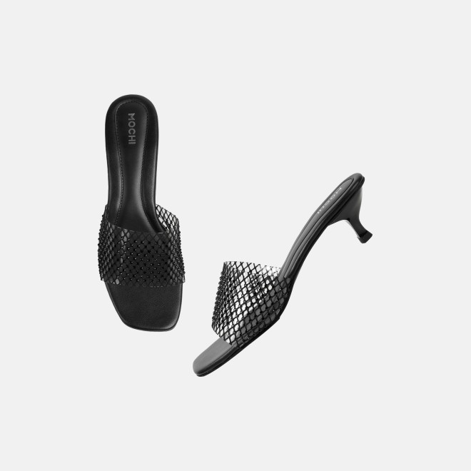Mochi Women Black Party Slip Ons (SKU: 40-457-11-36)