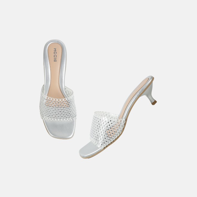 Mochi Women Silver Party Slip Ons (SKU: 40-457-27-36)