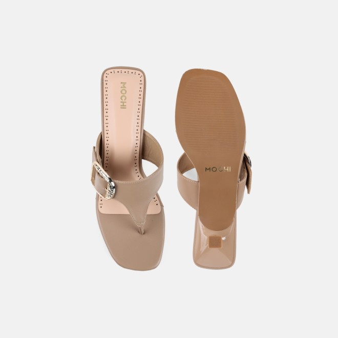 Mochi Women Beige-red Casual Slip Ons (SKU: 40-460-89-36)