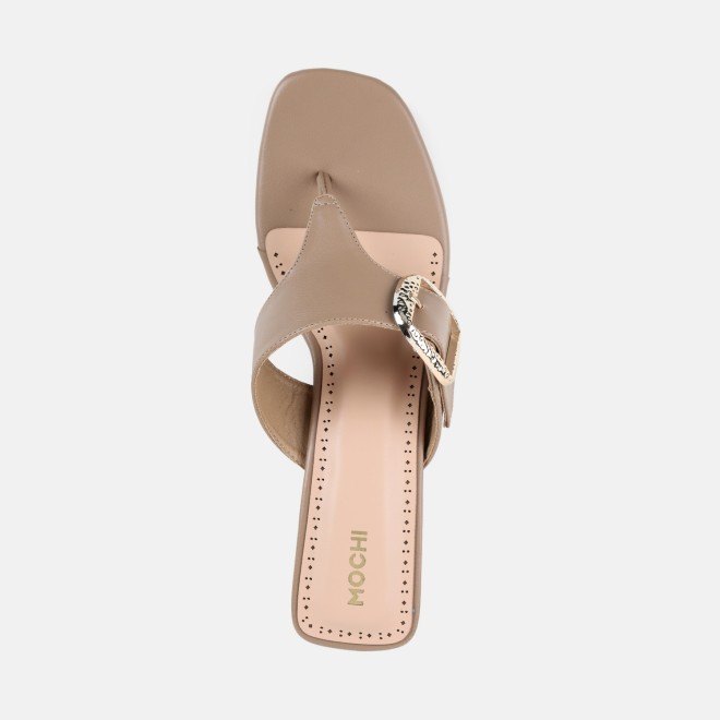 Mochi Women Beige-red Casual Slip Ons (SKU: 40-460-89-36)