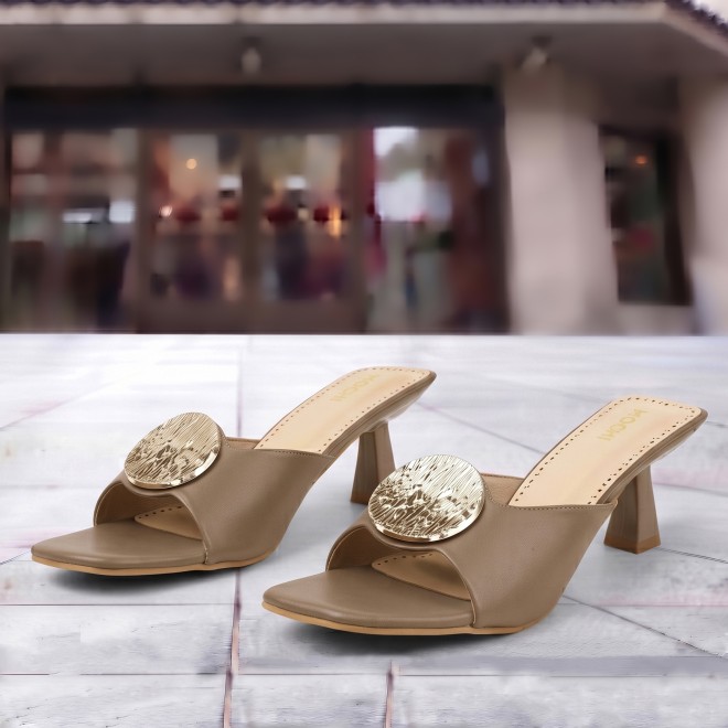 Mochi Women Beige Casual Slip Ons (SKU: 40-461-20-36)