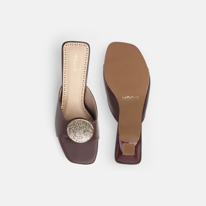 Mochi Women Brown Casual Slip Ons (SKU: 40-461-12-36)