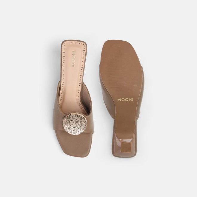 Mochi Women Beige Casual Slip Ons (SKU: 40-461-20-36)