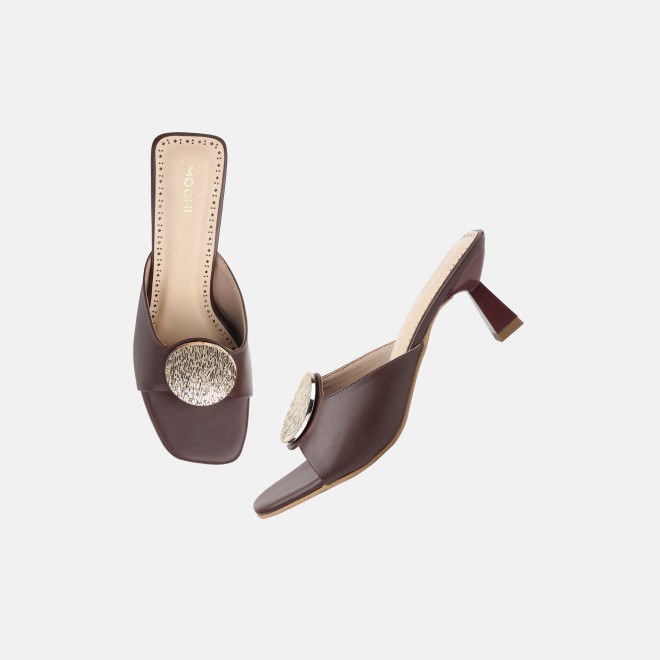 Mochi Women Brown Casual Slip Ons (SKU: 40-461-12-36)
