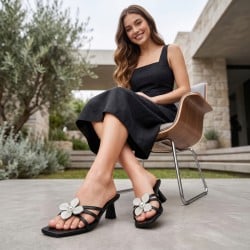 Mochi Women Black Casual Slip Ons