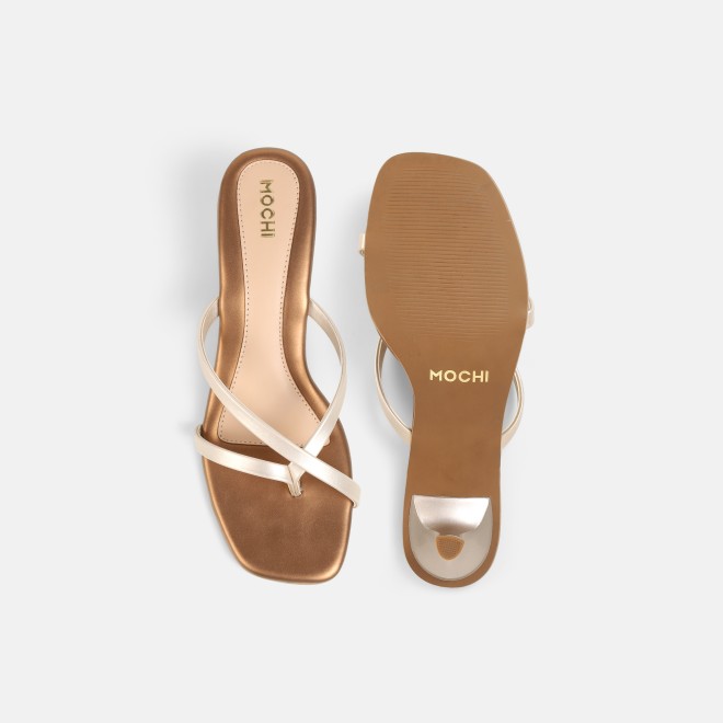 Mochi Women Gold Casual Slip Ons (SKU: 40-465-15-36)