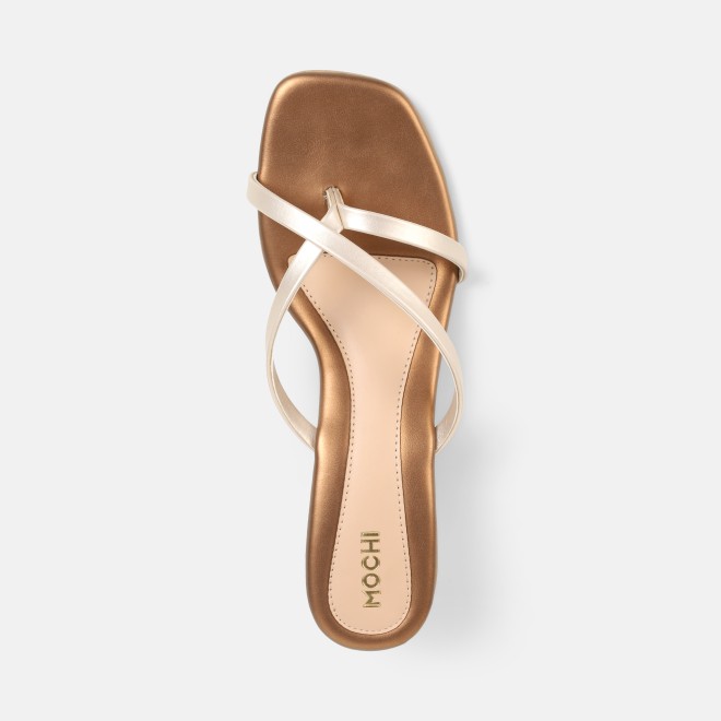 Mochi Women Gold Casual Slip Ons (SKU: 40-465-15-36)