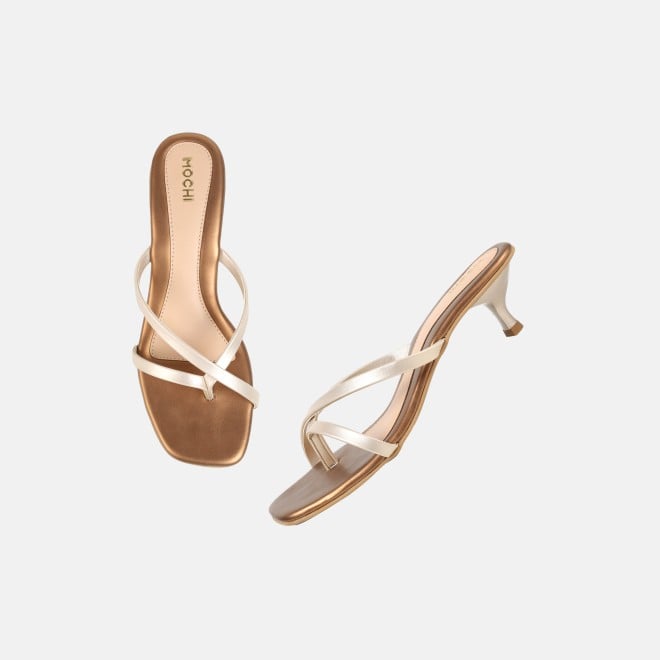 Mochi Women Gold Casual Slip Ons (SKU: 40-465-15-36)
