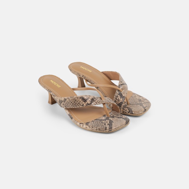 Mochi Women Beige Casual Slip Ons (SKU: 40-466-20-36)