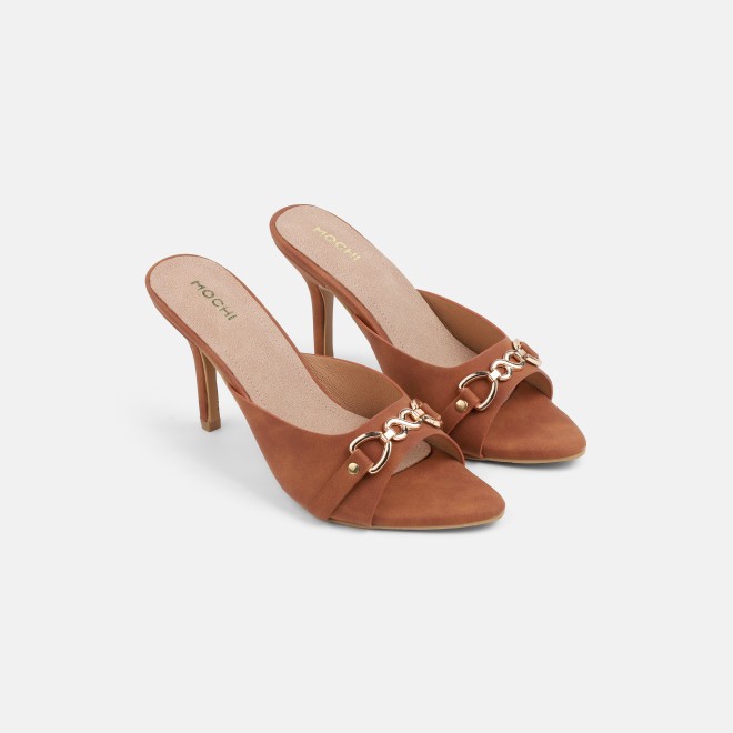 Mochi Women Tan Casual Slip Ons (SKU: 40-467-23-36)