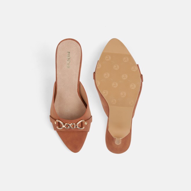 Mochi Women Tan Casual Slip Ons (SKU: 40-467-23-36)
