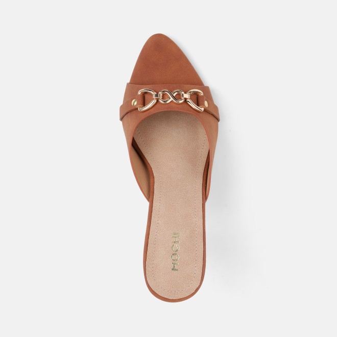 Mochi Women Tan Casual Slip Ons (SKU: 40-467-23-36)