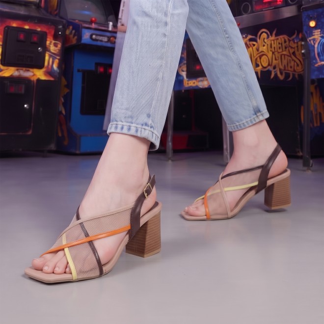 Mochi Women Beige Casual Sandals (SKU: 40-468-20-36)