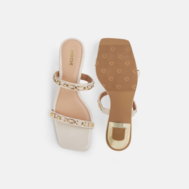 Mochi Women Beige Party Slip Ons (SKU: 40-471-20-36)
