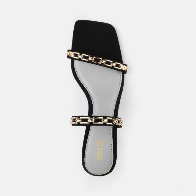 Mochi Women Black Party Slip Ons (SKU: 40-471-11-36)