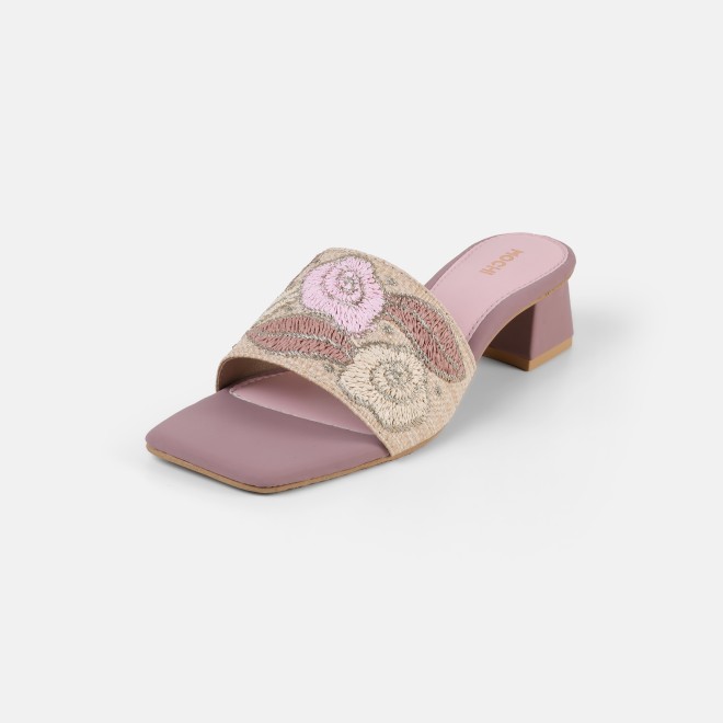 Mochi Women Peach Ethnic Slip Ons (SKU: 40-481-80-36)