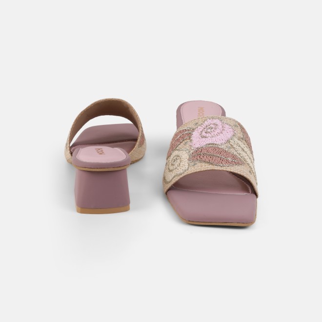 Mochi Women Peach Ethnic Slip Ons (SKU: 40-481-80-36)