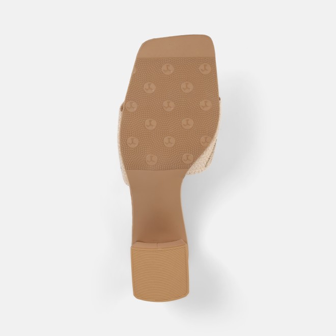 Mochi Women Beige Ethnic Slip Ons (SKU: 40-481-20-36)
