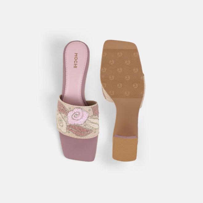 Mochi Women Peach Ethnic Slip Ons (SKU: 40-481-80-36)