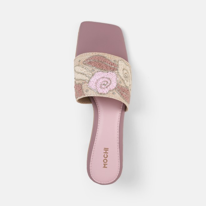Mochi Women Peach Ethnic Slip Ons (SKU: 40-481-80-36)