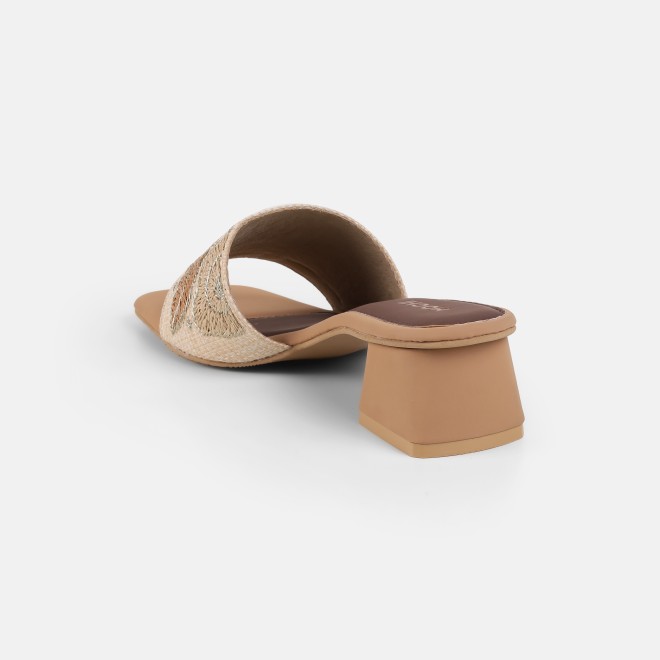 Mochi Women Beige Ethnic Slip Ons (SKU: 40-481-20-36)