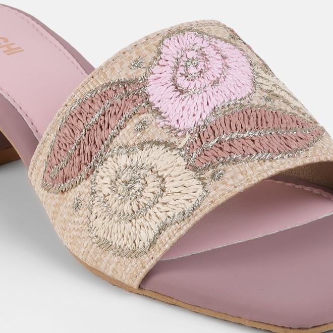 Mochi Women Peach Ethnic Slip Ons (SKU: 40-481-80-36)