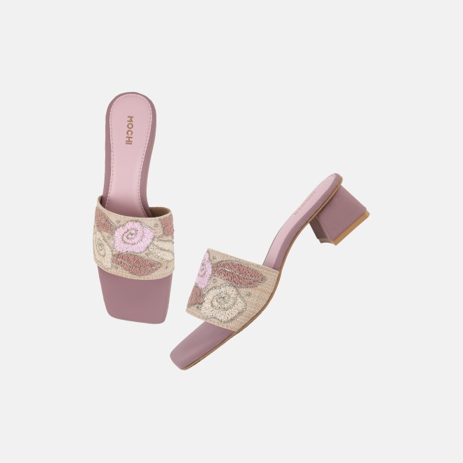 Mochi Women Peach Ethnic Slip Ons (SKU: 40-481-80-36)