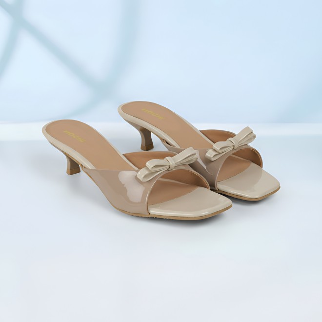 Mochi Women Beige Casual Slip Ons