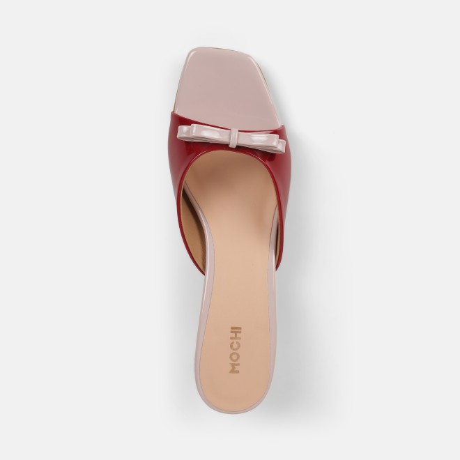 Mochi Women Maroon Casual Slip Ons (SKU: 40-485-44-36)
