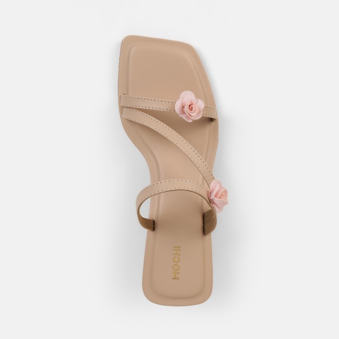 Mochi Women Beige Casual Slip Ons (SKU: 40-487-20-36)