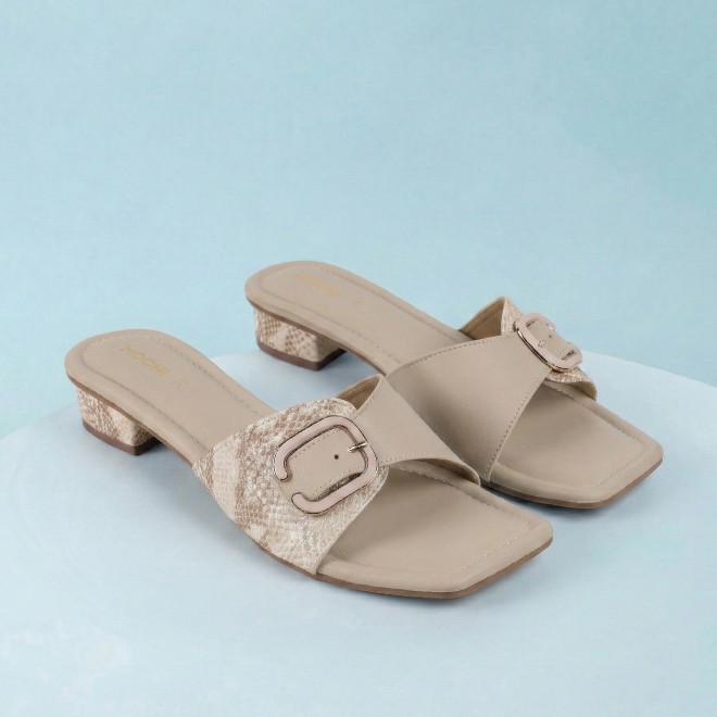 Mochi Women Beige Casual Slip Ons
