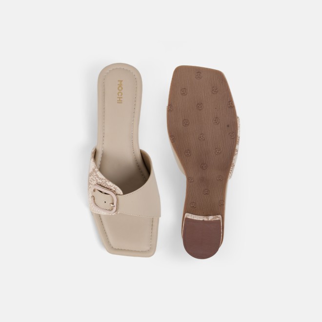 Mochi Women Beige Casual Slip Ons (SKU: 40-488-20-36)