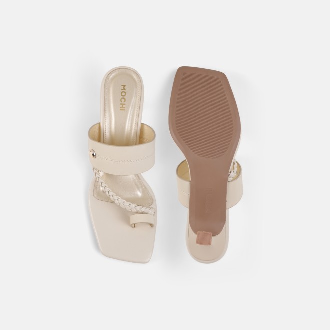 Mochi Women Beige Casual Slip Ons (SKU: 40-497-20-37)
